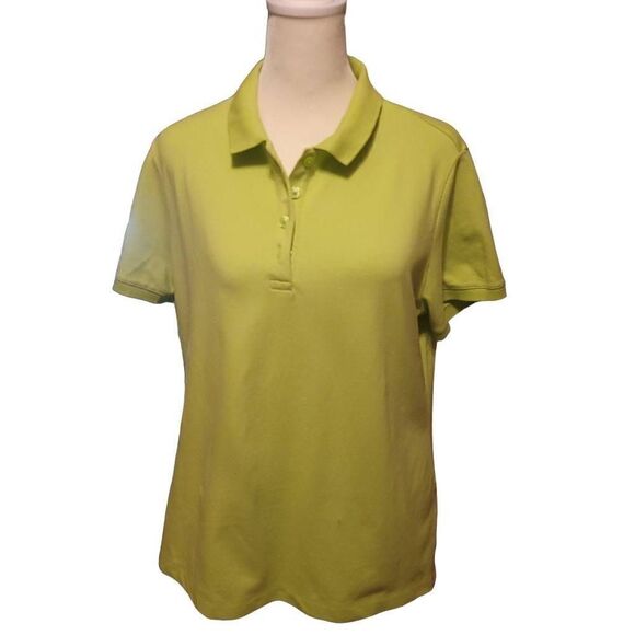 Lands End Lime Green Short Sleeve Women's Polo Size Medium - Picture 1 of 5